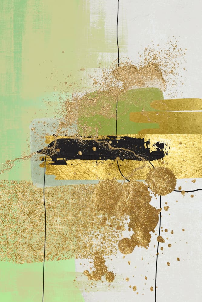 Abstract Gold Green Layers by Sally Ann Moss — canvas wall art