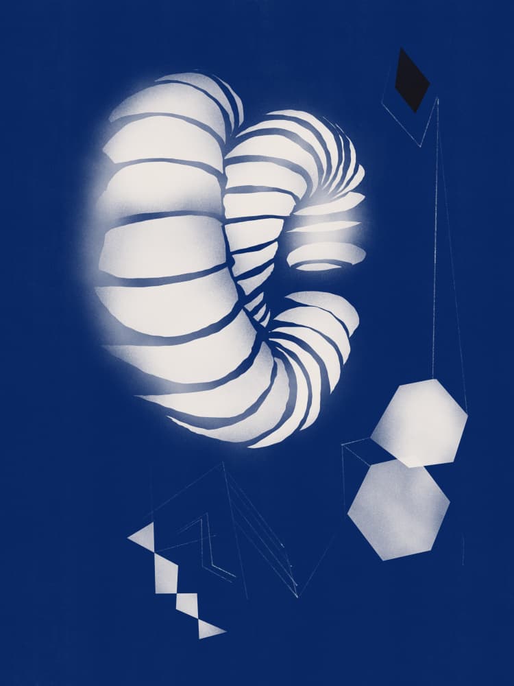 Blue Geometric Spiral by Little Dean — canvas wall art