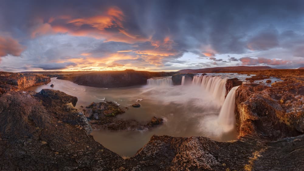 Dramatic Godafoss Sunset by Jan Šmíd Master QEP — canvas wall art