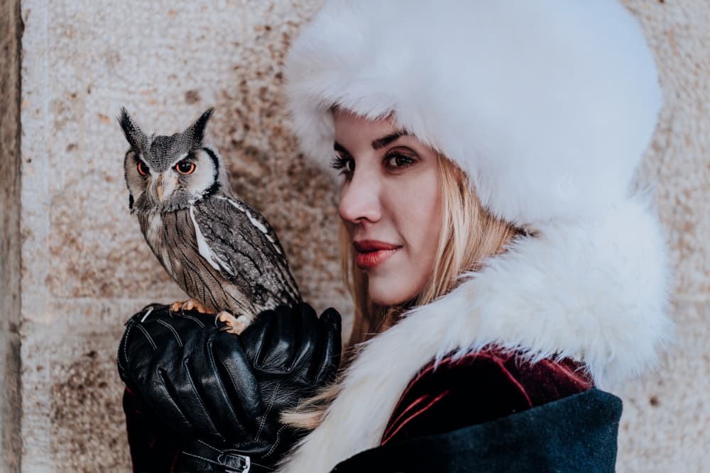 Regal Woman with Owl by Markus Grimm — canvas wall art