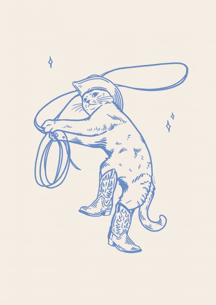 Whimsical Cowboy Cat by Tara Royle — canvas wall art