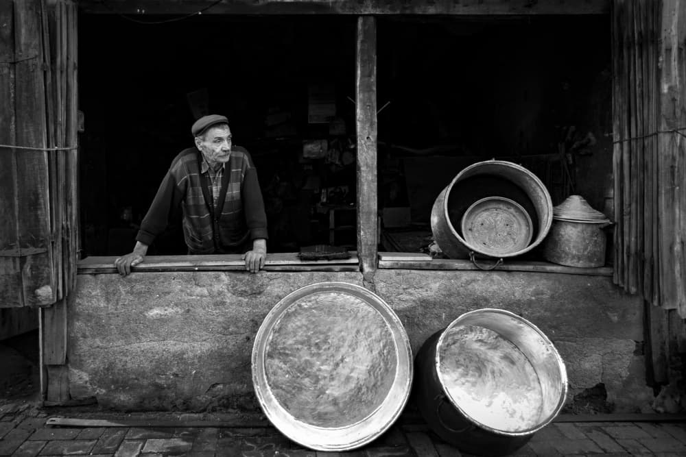 Old Man Copper Shop by Suleyman Uzumcu — canvas wall art