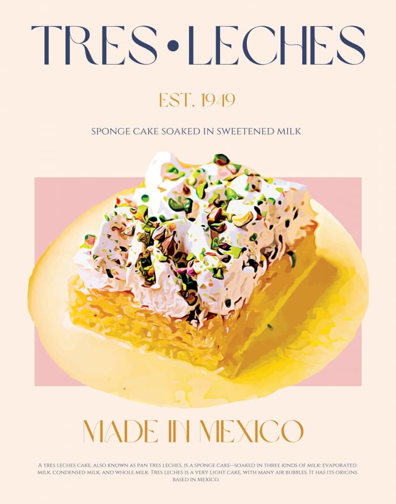 Mexican Tres Leches Cake by Nazma Khokhar — canvas wall art