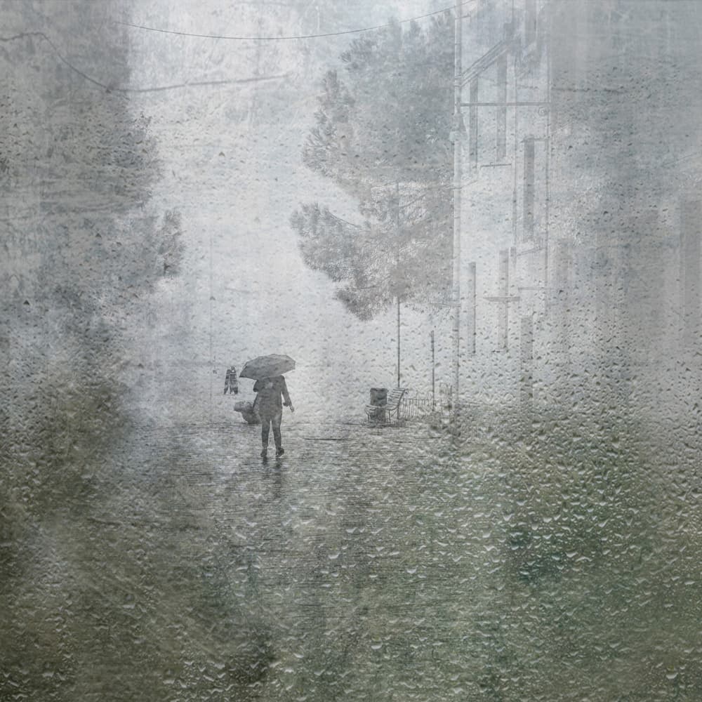 Solitary Rainy Street by Anette Ohlendorf — canvas wall art