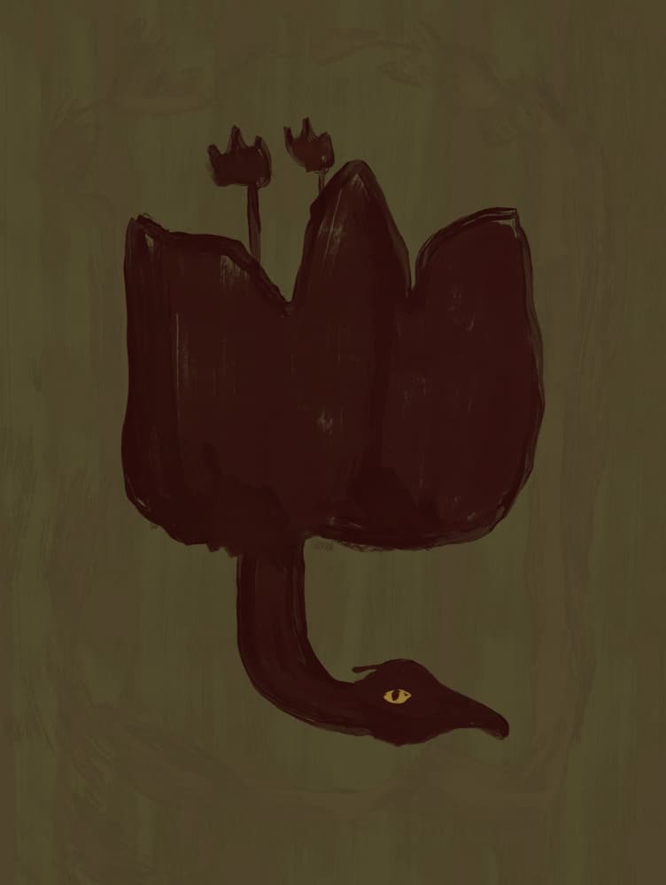 Dark Bird Blossom by Josephin Hermsdorf — canvas wall art