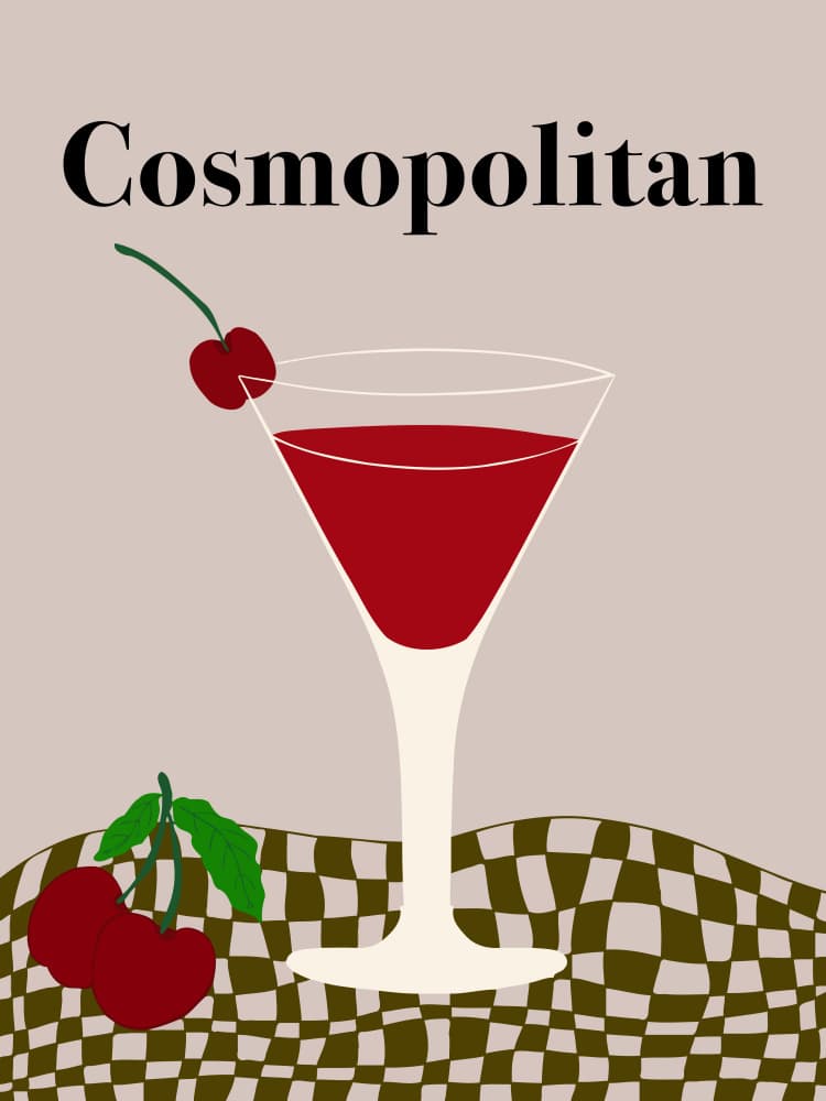 Cosmopolitan Cocktail Chic by Miho Art Studio — canvas wall art