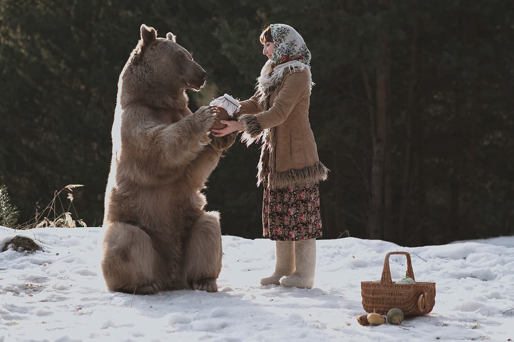Gentle Bear Exchange by Olga Barantseva — canvas wall art