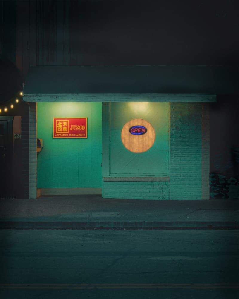 Japanese Sushi Restaurant At Night by Tom Windeknecht — canvas wall art