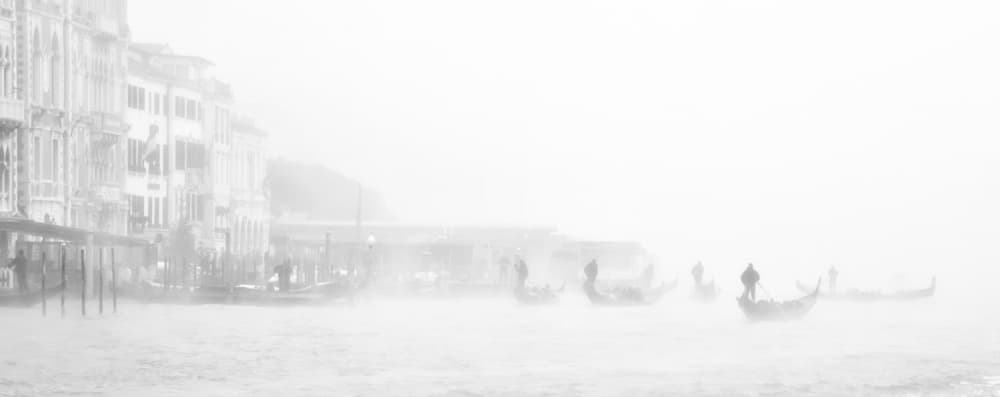 Venice Fog Gondolas by Angela Muliani Hartojo — canvas wall art