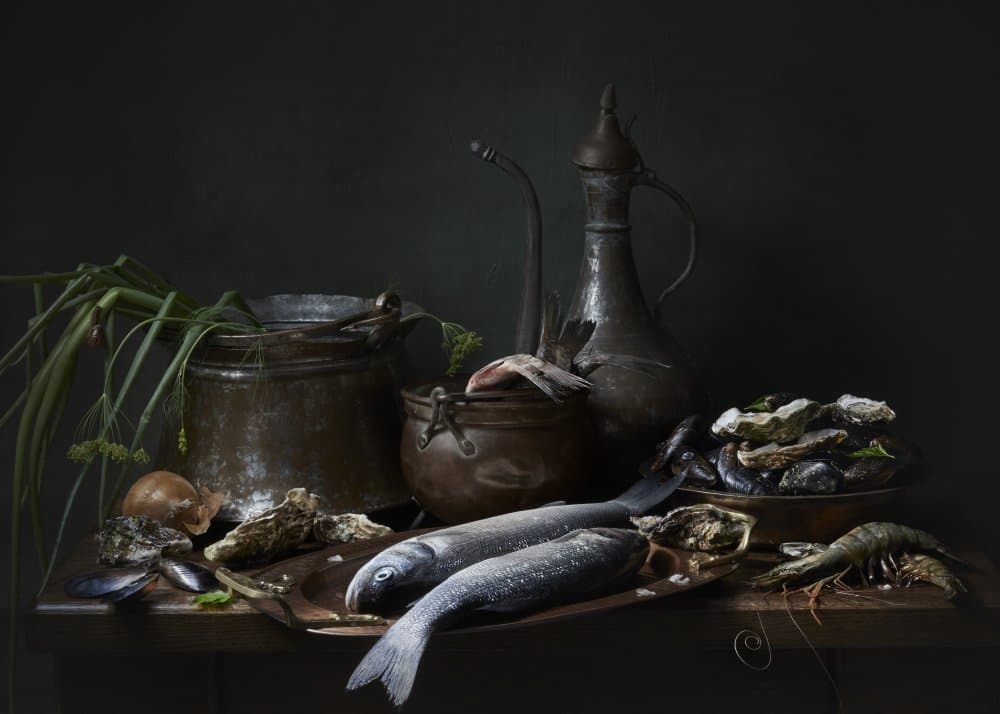 Rustic Seafood Still Life by Alena — canvas wall art