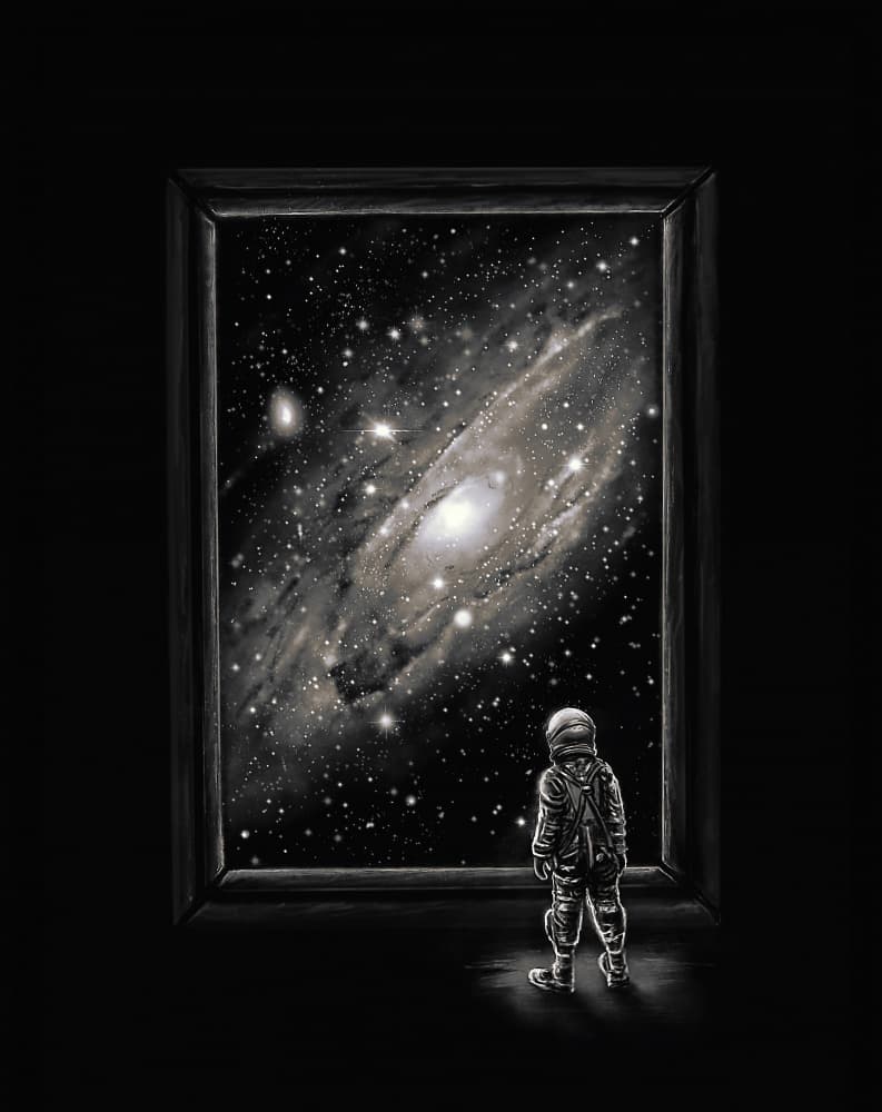 Astronaut's Cosmic Gaze by Nicebleed — canvas wall art