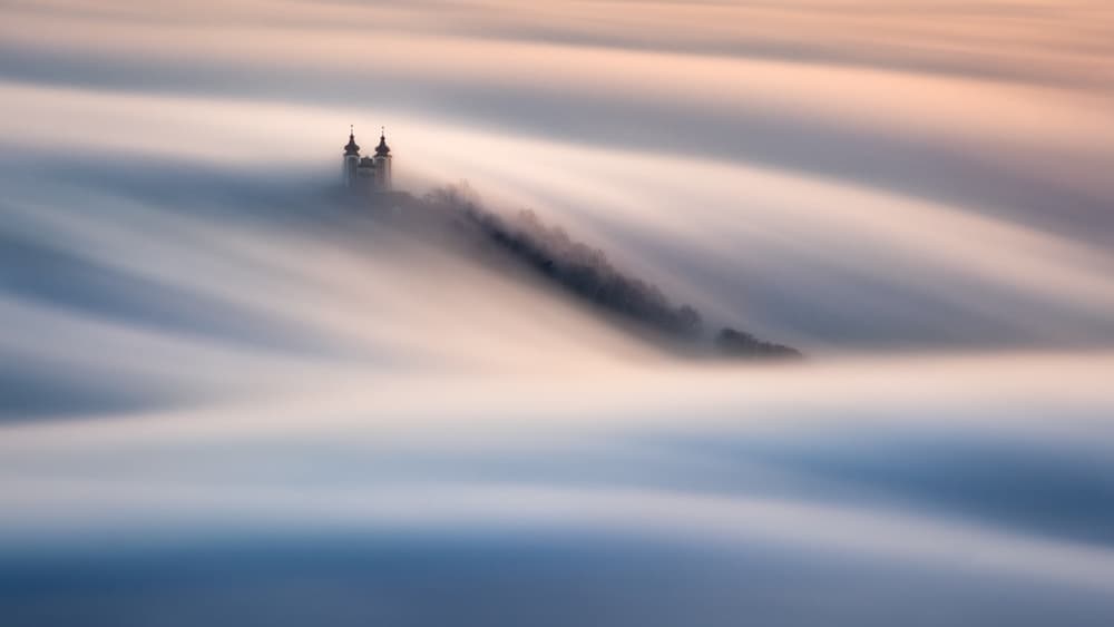 Misty Mountain Church by Peter Kováčik — canvas wall art
