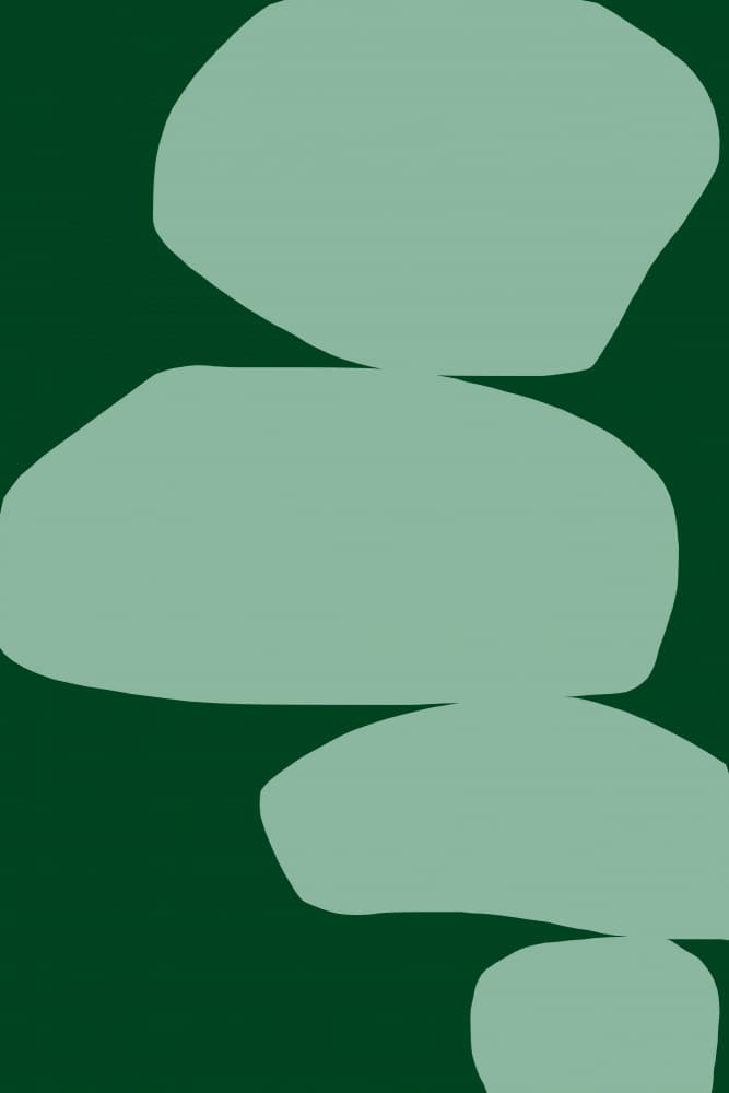 Green Stacked Stones by Treechild — canvas wall art