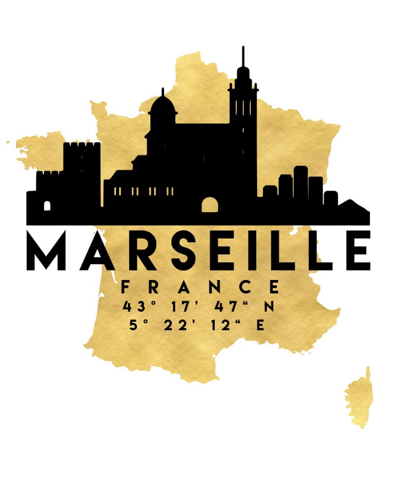 Marseille France Skyline by Emiliano Deificus — canvas wall art