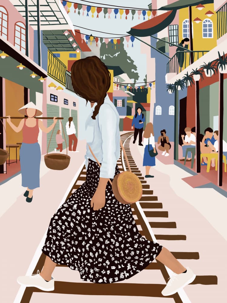 Hanoi Train Street by Ceyda Alasar — canvas wall art