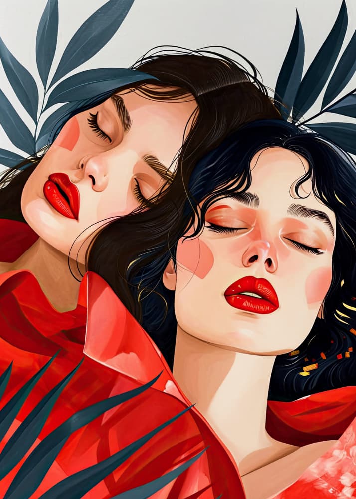 Serene Red Lips by Justyna Jaszke — canvas wall art