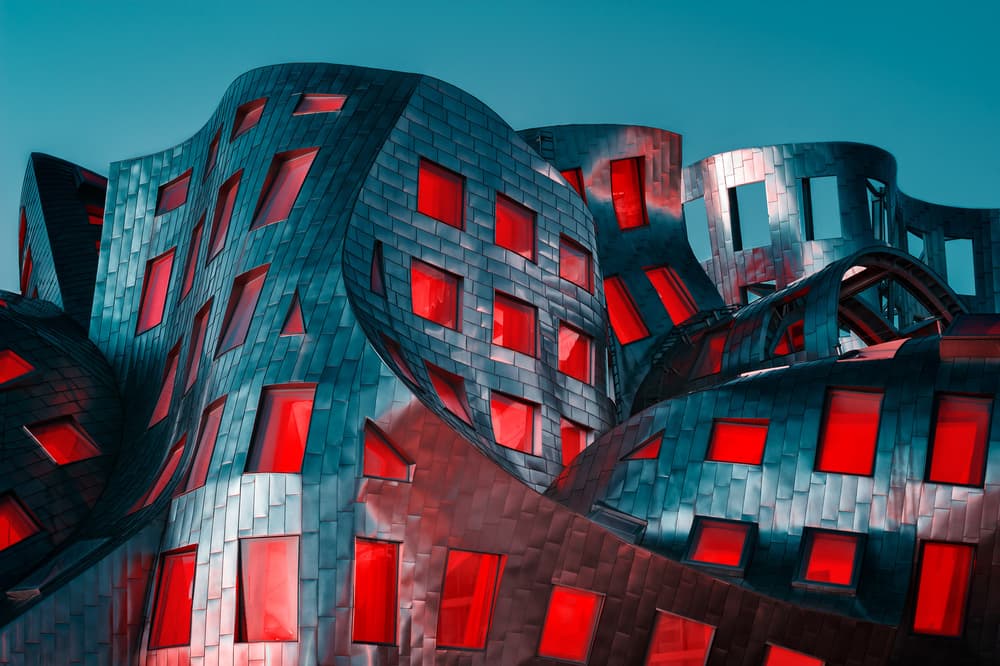 Red Windows Architecture by Mike Kreiten — canvas wall art