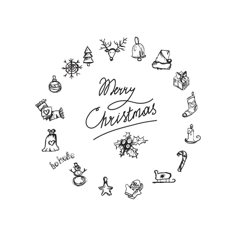 Merry Christmas Doodles by Marika Barsrsind — canvas wall art