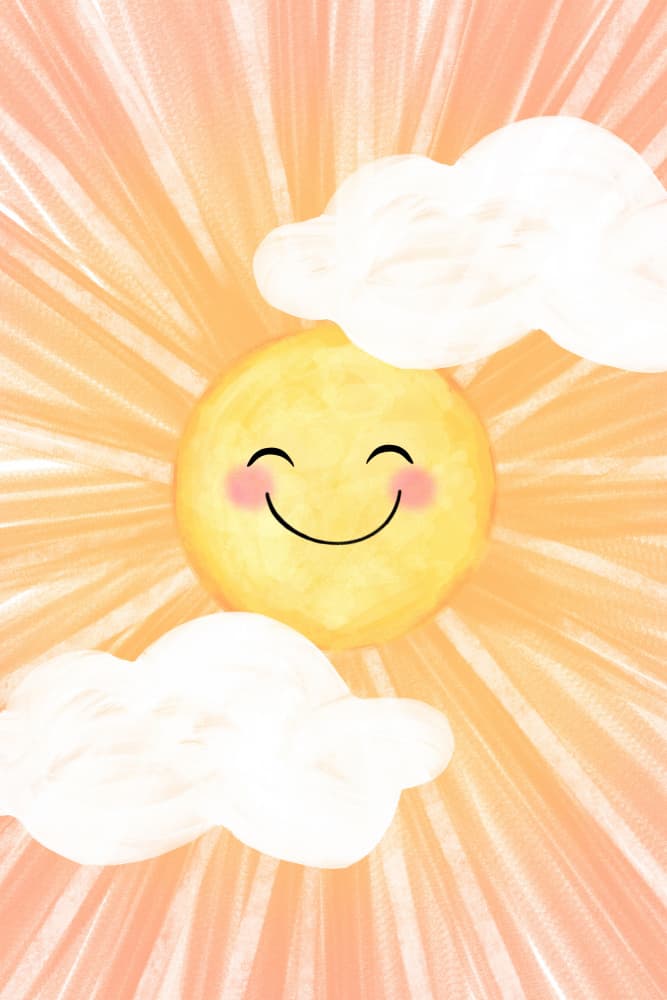 Smiling Sun and Clouds by EMELIEmaria — canvas wall art