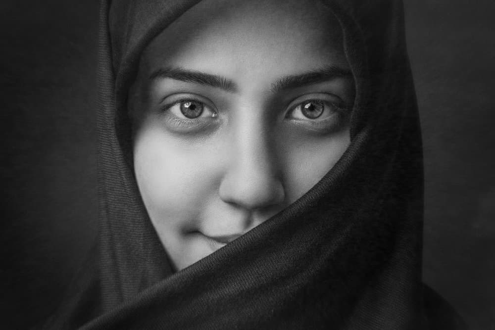 Veiled Woman's Gaze by Amir Heydari — canvas wall art