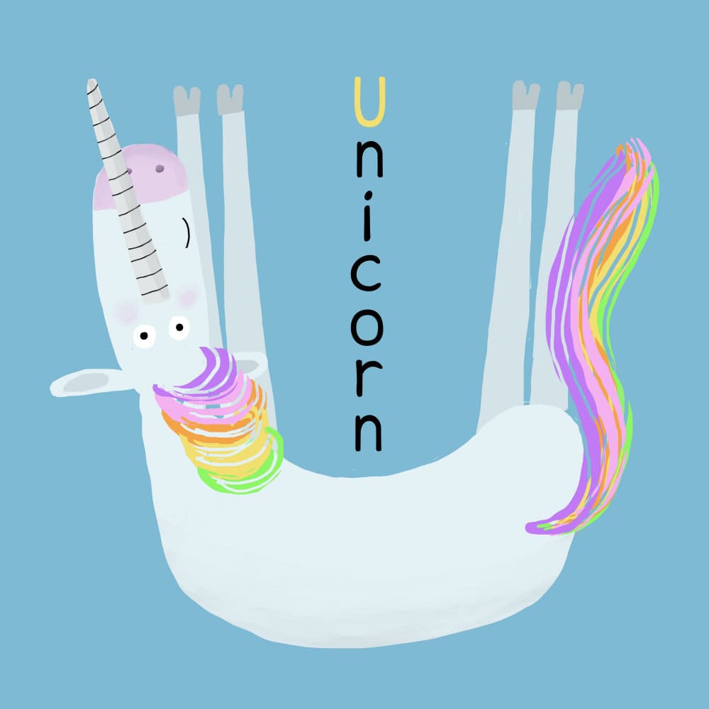 Cute Rainbow Unicorn by Carla Daly — canvas wall art