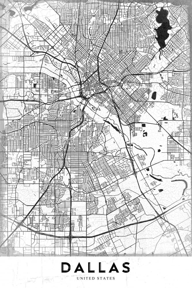 Dallas City Map by StudioSix — canvas wall art