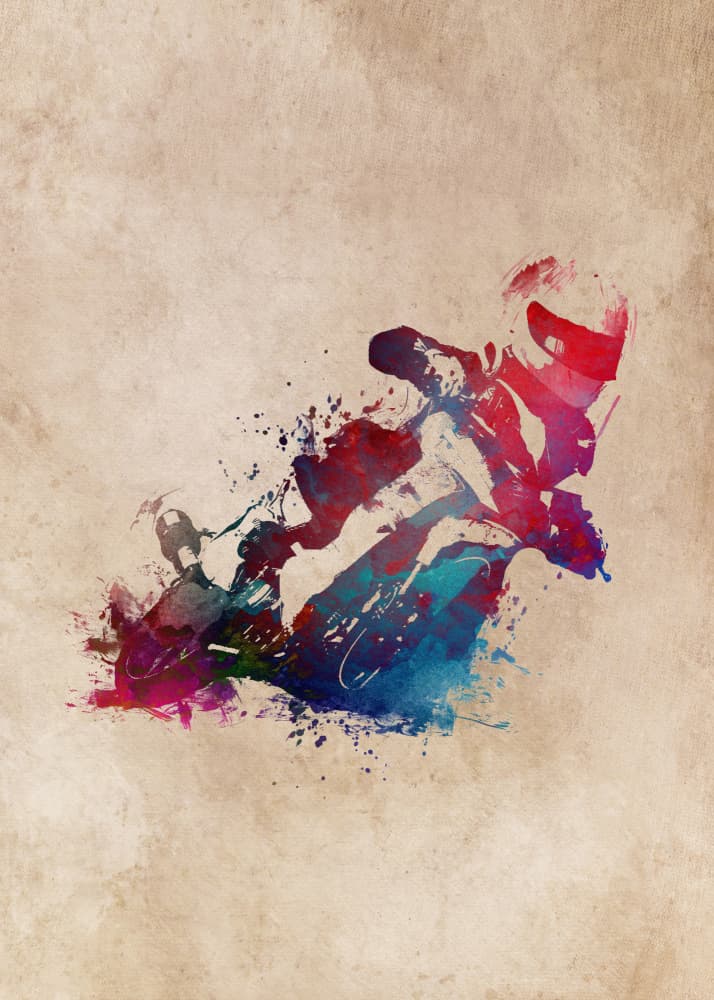 Watercolor Motorcycle Speed by Justyna Jaszke — canvas wall art