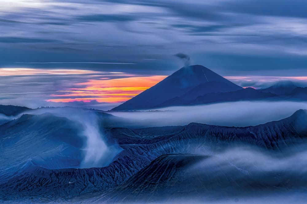 Misty Volcanic Dawn by HIRAK BHATTACHARJEE — canvas wall art