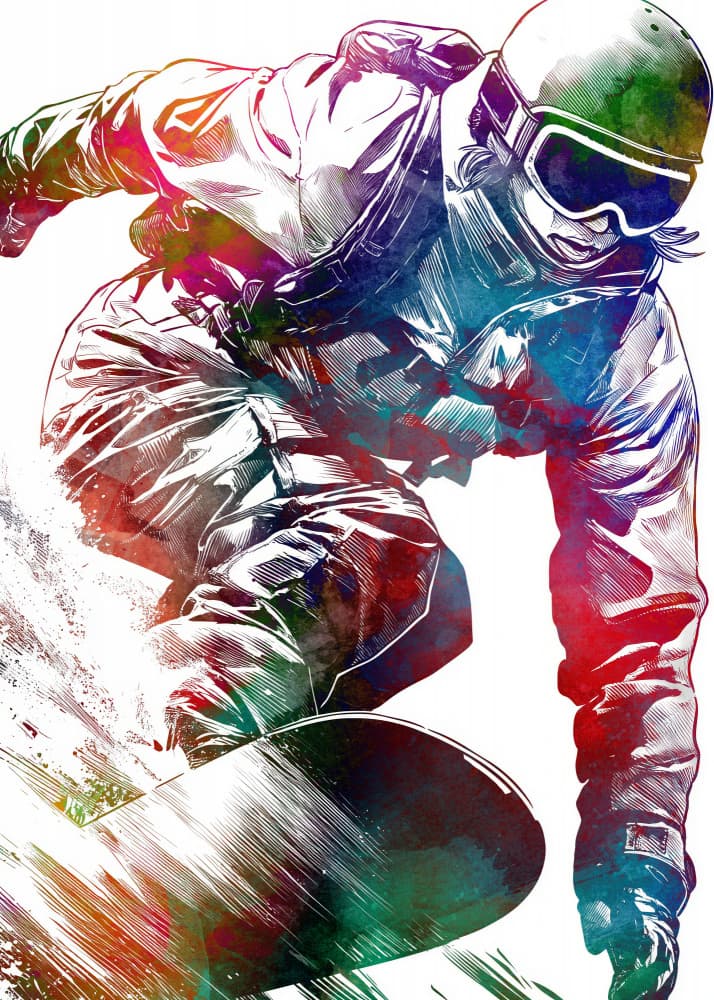 Dynamic Rainbow Snowboard by Justyna Jaszke — canvas wall art