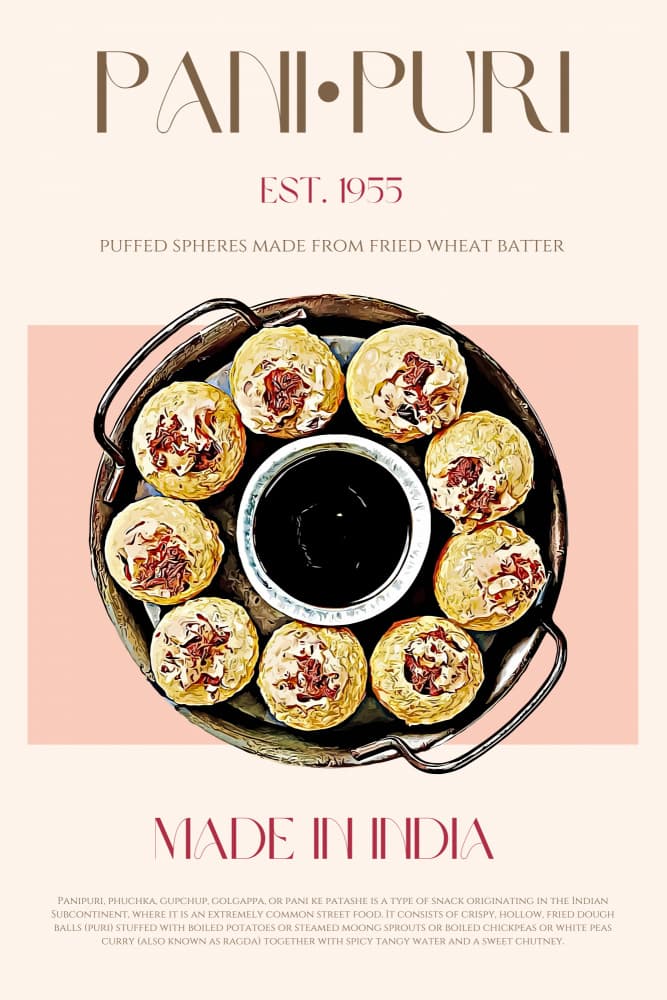 Traditional Indian Pani Puri by Nazma Khokhar — canvas wall art