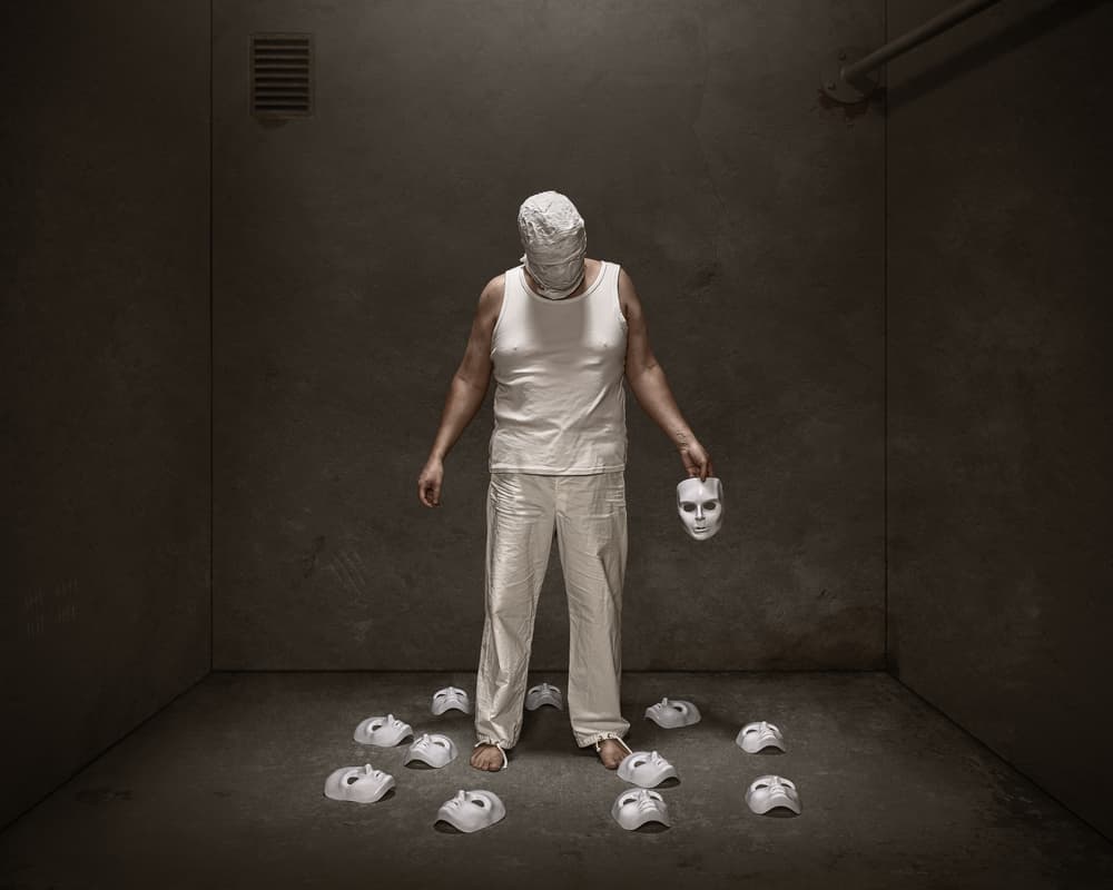 Hidden Face Many Masks by Petri Damstén — canvas wall art