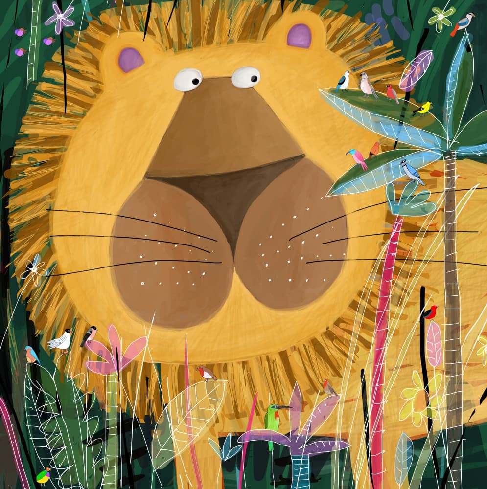 Friendly Jungle Lion by Carla Daly — canvas wall art