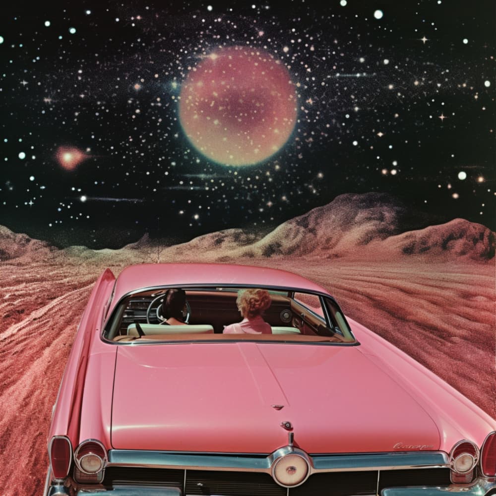 Pink Car Cosmic Drive by Samantha Hearn — canvas wall art