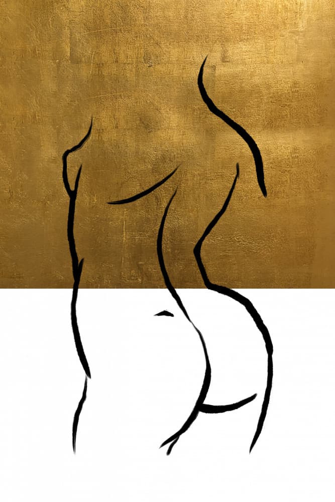 Minimalist Gold Nude by Fun Qui — canvas wall art