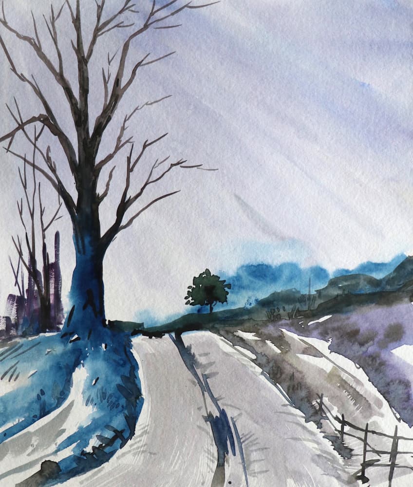Winding Snowy Road by Santhosh ch — canvas wall art