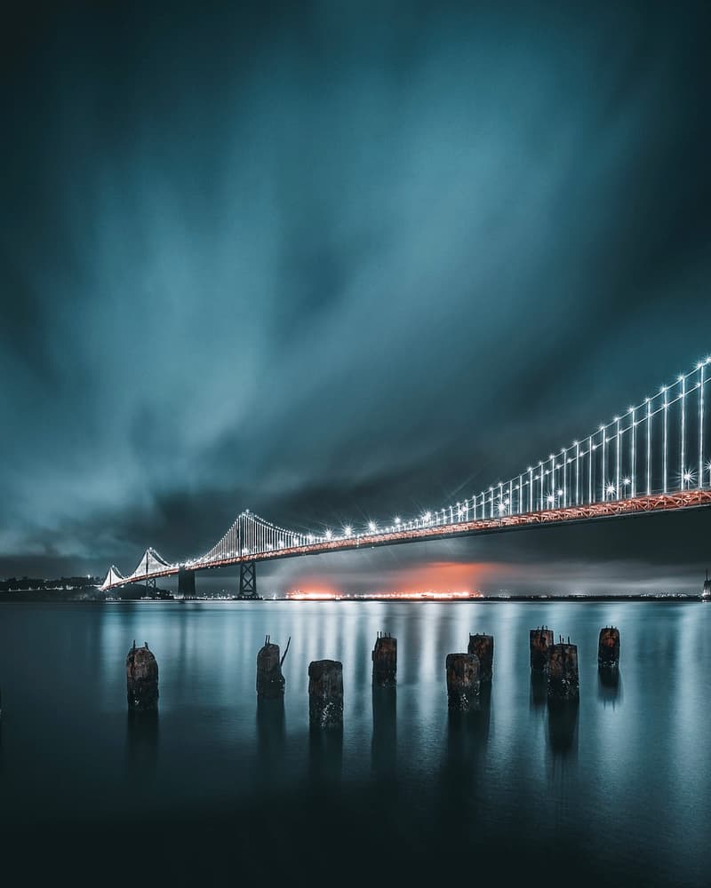 Bay Bridge Night Glow by David George — canvas wall art