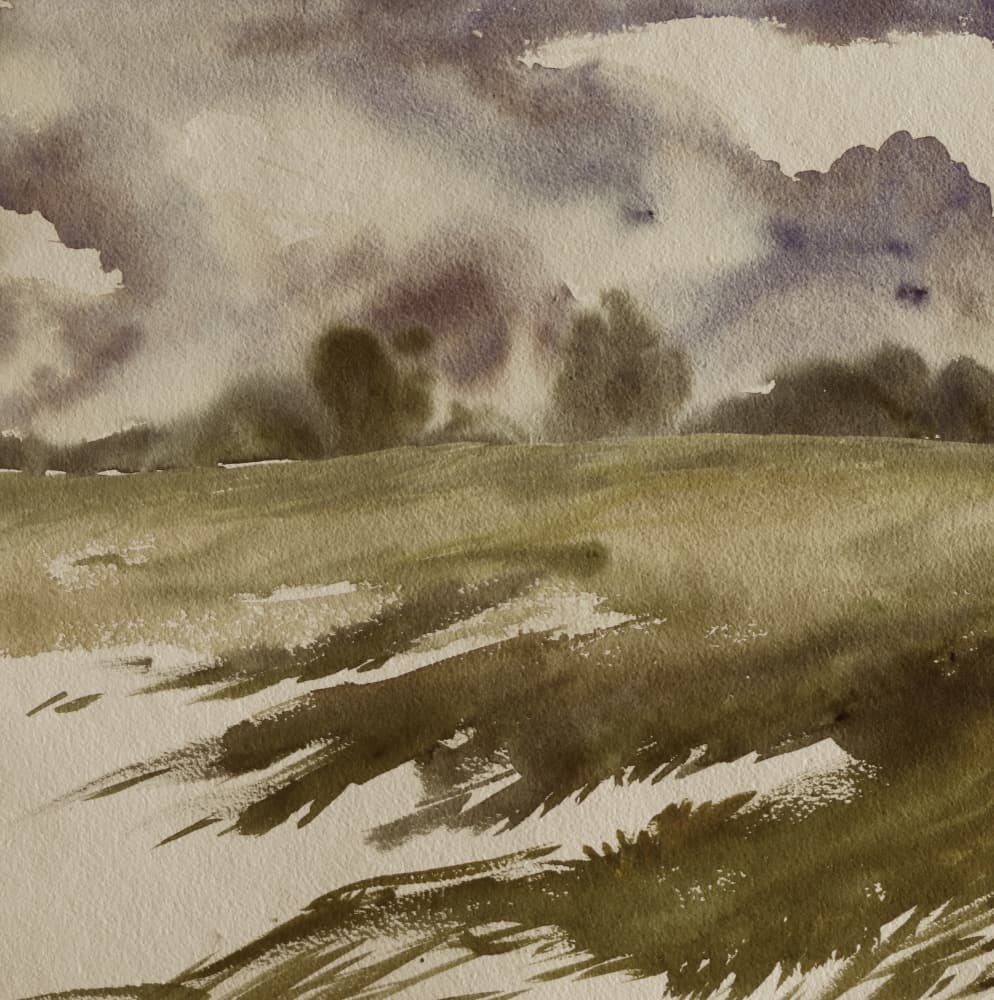 Moody Field Under Storm Clouds by Santhosh ch — canvas wall art