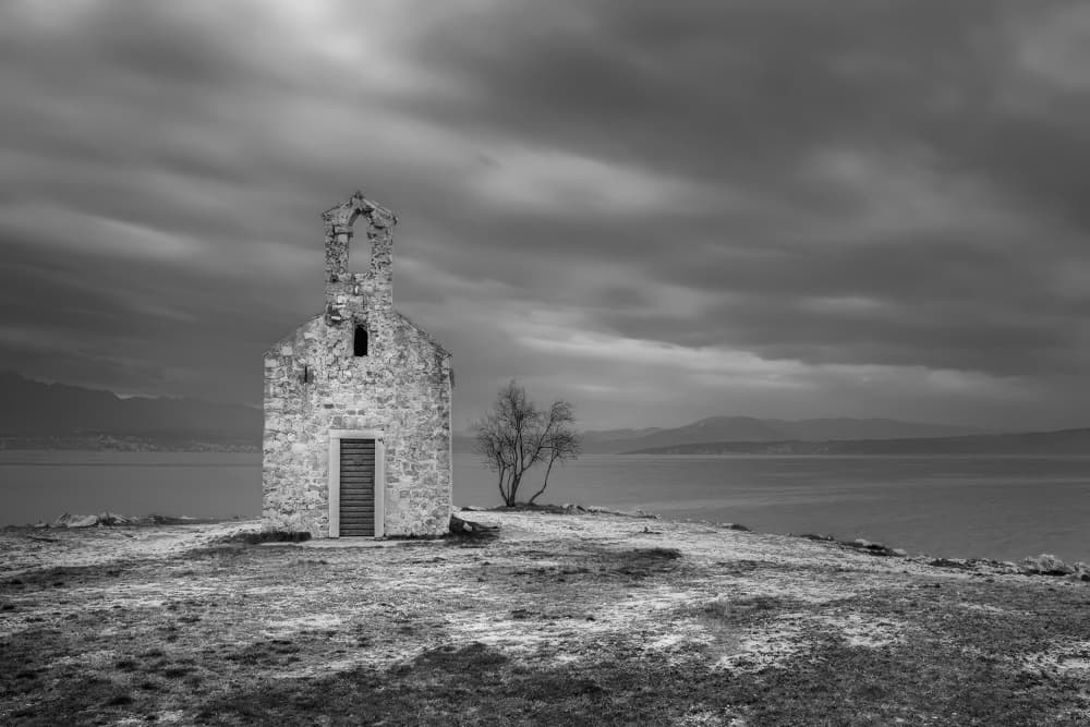 Moody Coastal Chapel by Jure Kravanja — canvas wall art
