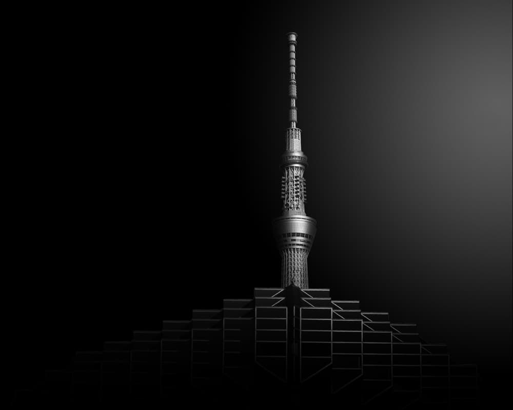 Monochrome Skyscraper Silhouette by Shuchuan Liu — canvas wall art