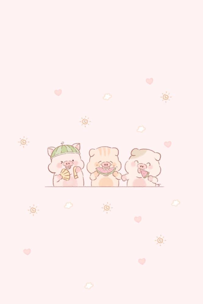 Three Happy Pigs by Xuan Thai — canvas wall art