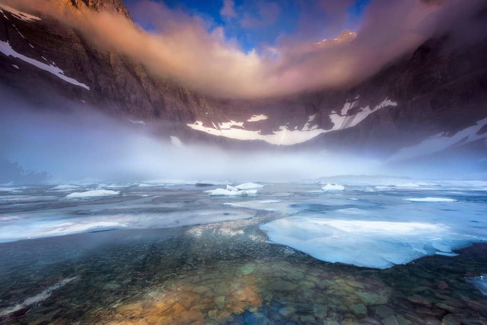 Misty Mountain Lake Ice by Naphat Chantaravisoot — canvas wall art