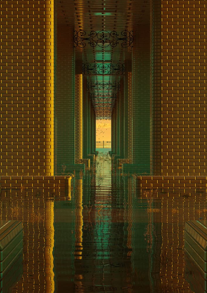 Opulent Golden Hallway by CosmoZach — canvas wall art