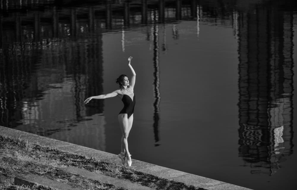 Elegant Ballet Reflection by Arkadiy Kurta — canvas wall art