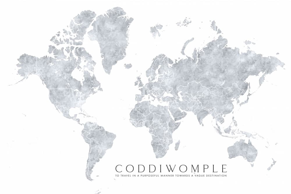 Coddiwomple World Map by Rosana Laiz Blursbyai — canvas wall art