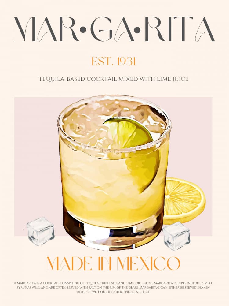 Classic Margarita Cocktail by Nazma Khokhar — canvas wall art