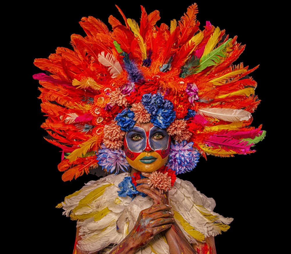 Vibrant Headdress Portrait by PARTHA BHATTACHARYYA — canvas wall art