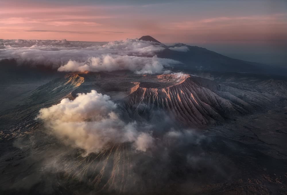 Dramatic Volcano Sunrise by Dennis Zhang — canvas wall art