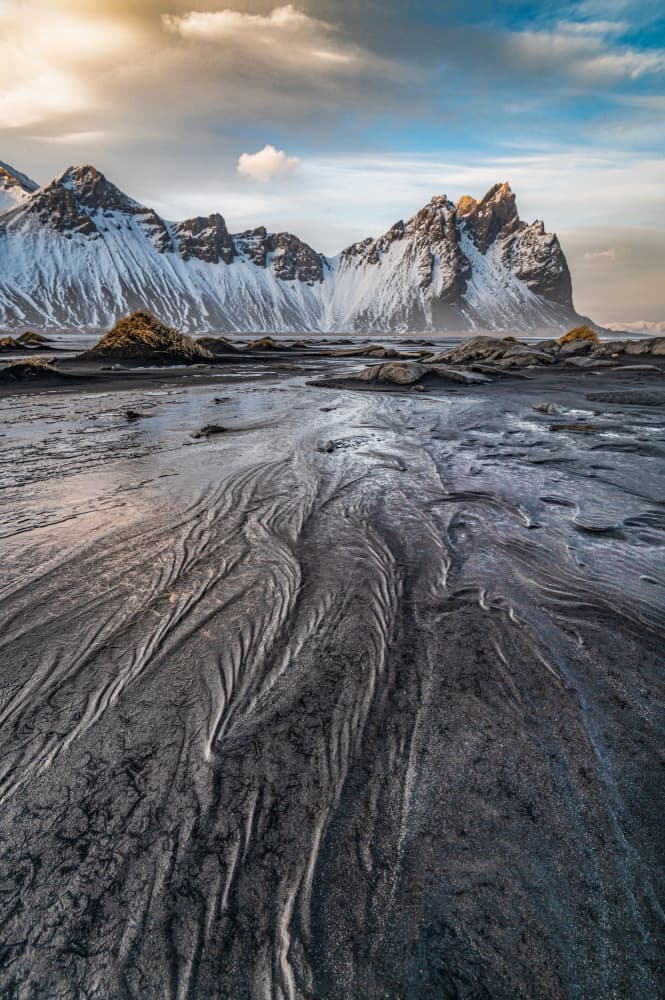 Golden Peaks Black Sand by Dorit Berkovits — canvas wall art