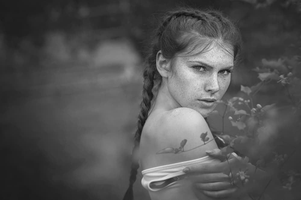 Freckled Woman's Gaze by Tanya Markova — canvas wall art