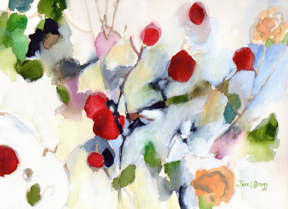 Abstract Red Berries by Janel Bragg — canvas wall art